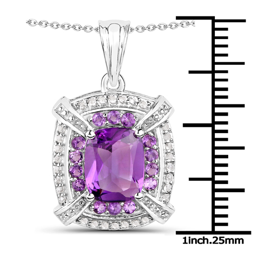 5.88 Carat Genuine Amethyst and White Topaz .925 Sterling Silver 3 Piece Jewelry Set (Ring, Earrings, and Pendant w/ Chain)