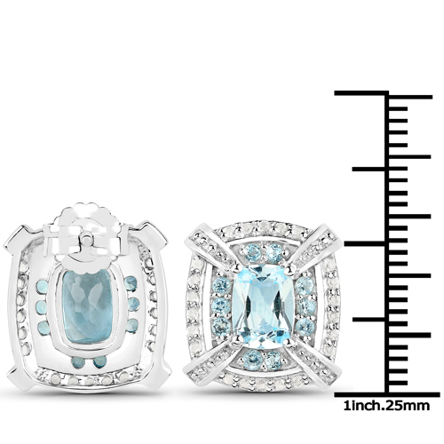 8.68 Carat Genuine Swiss Blue Topaz and White Topaz .925 Sterling Silver 3 Piece Jewelry Set (Ring, Earrings, and Pendant w/ Chain)
