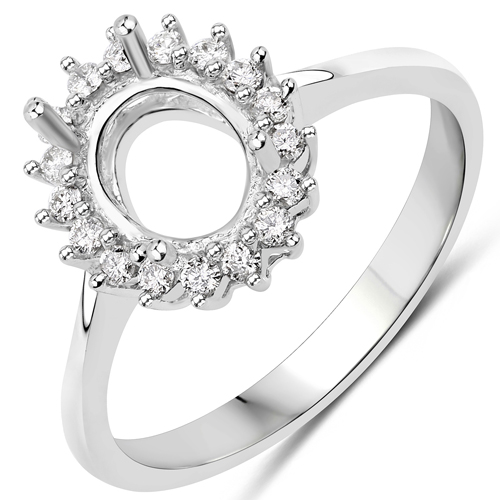 Diamond-0.19 Carat Genuine White Diamond 14K White Gold Ring