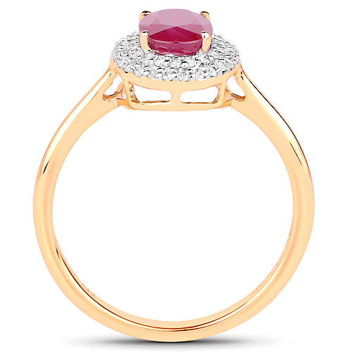 1.13 Carat Genuine Ruby and White Diamond 14K Yellow Gold Ring