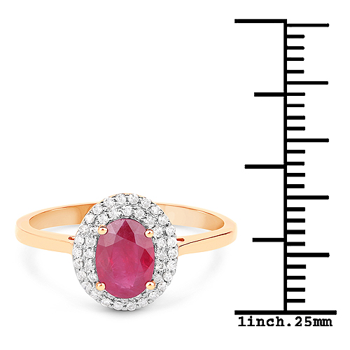 1.13 Carat Genuine Ruby and White Diamond 14K Yellow Gold Ring