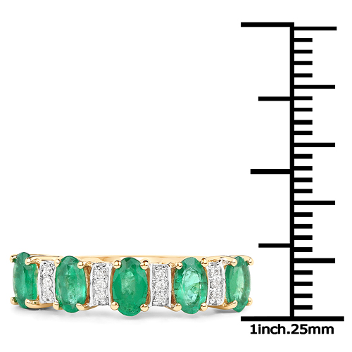 1.00 Carat Genuine Zambian Emerald and White Diamond 18K Yellow Gold Ring