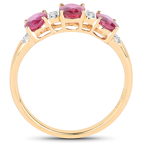 1.40 Carat Genuine Ruby and White Diamond 14K Yellow Gold Ring