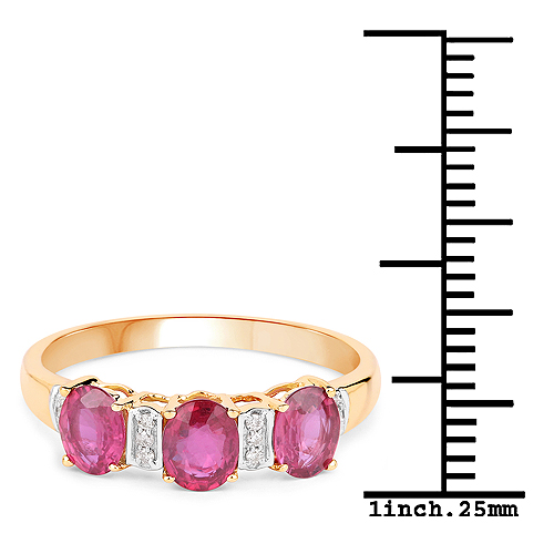 1.40 Carat Genuine Ruby and White Diamond 14K Yellow Gold Ring