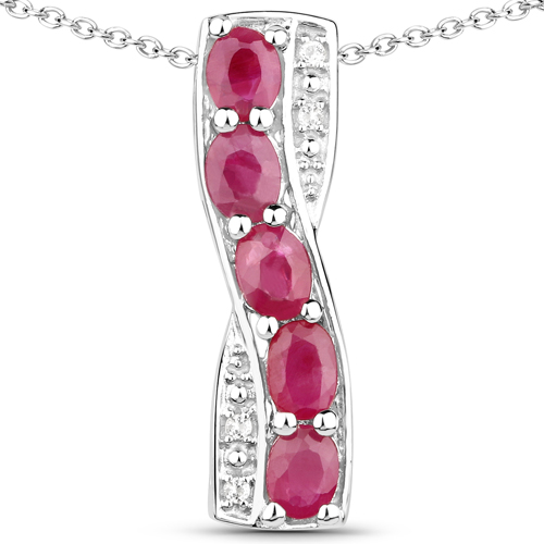 3.62 Carat Genuine Ruby and White Topaz .925 Sterling Silver 3 Piece Jewelry Set (Ring, Earrings, and Pendant w/ Chain)