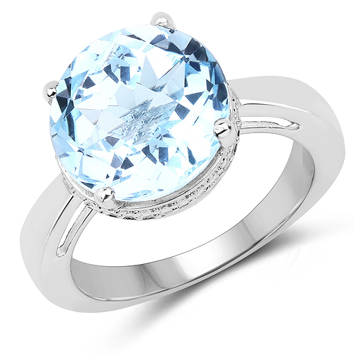 Rings-6.50 Carat Genuine Blue Topaz .925 Sterling Silver Ring