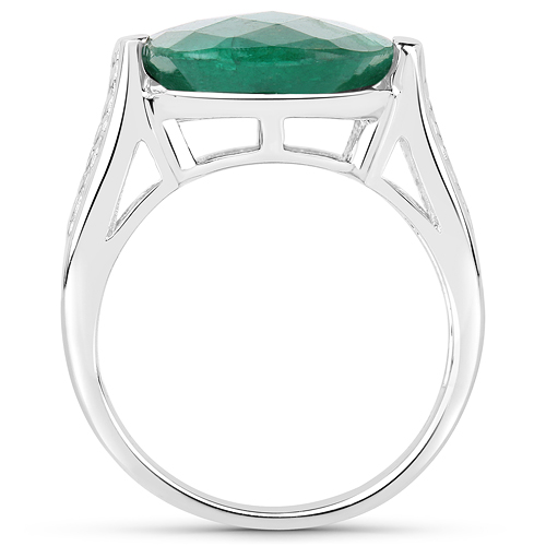 6.40 Carat Dyed Emerald .925 Sterling Silver Ring