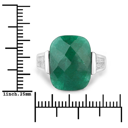 6.40 Carat Dyed Emerald .925 Sterling Silver Ring