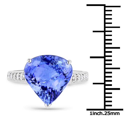 14K White Gold 5.16 Carat Genuine Tanzanite and White Diamond Ring