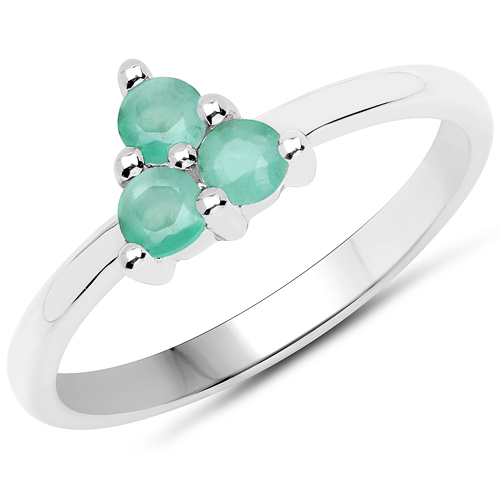 Emerald-0.30 Carat Genuine Emerald .925 Sterling Silver Ring