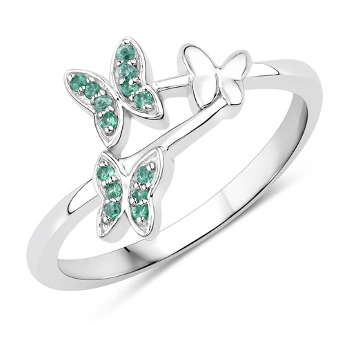 Emerald-0.14 Carat Genuine Zambian Emerald .925 Sterling Silver Ring