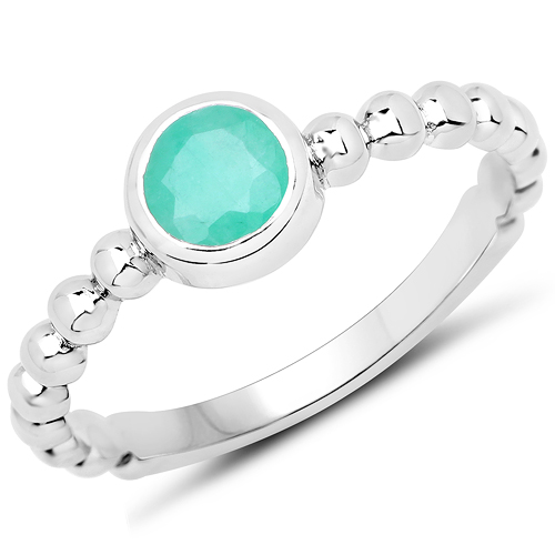 Emerald-0.43 Carat Genuine Emerald .925 Sterling Silver Ring