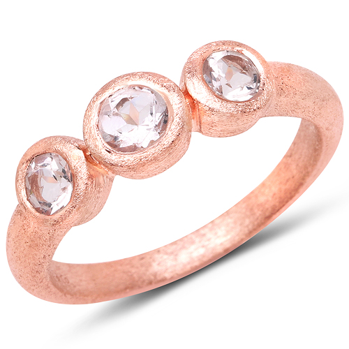 Rings-18K Rose Gold Plated 0.49 Carat Genuine Morganite .925 Sterling Silver Ring