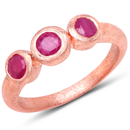 Ruby-18K Rose Gold Plated 0.76 Carat Genuine Ruby .925 Sterling Silver Ring