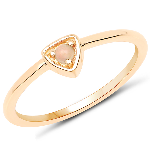 Opal-18K Yellow Gold Plated 0.04 Carat Genuine Ethiopian Opal .925 Sterling Silver Ring