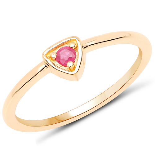 Ruby-18K Yellow Gold Plated 0.08 Carat Genuine Ruby .925 Sterling Silver Ring