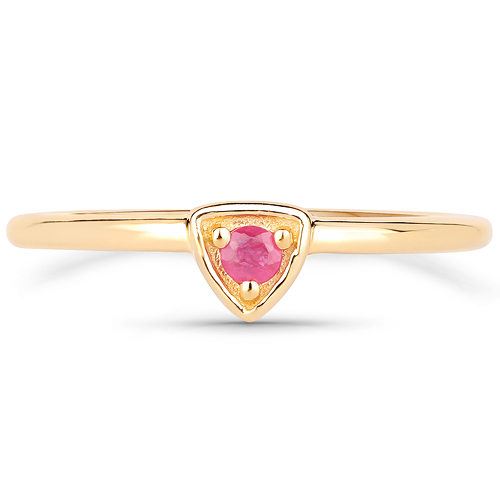 18K Yellow Gold Plated 0.08 Carat Genuine Ruby .925 Sterling Silver Ring
