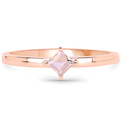 18K Rose Gold Plated 0.17 Carat Genuine Morganite .925 Sterling Silver Ring