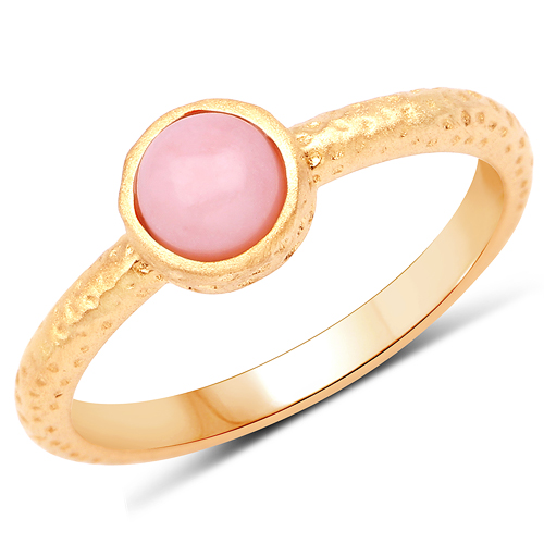 Rings-18K Yellow Gold Plated 0.60 Carat Genuine Pink Opal .925 Sterling Silver Ring