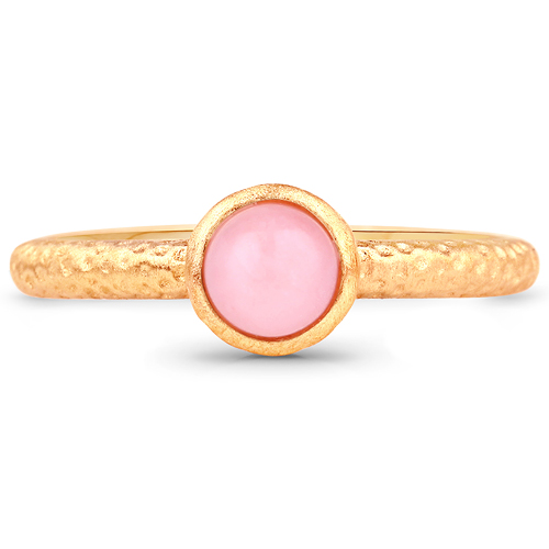 18K Yellow Gold Plated 0.60 Carat Genuine Pink Opal .925 Sterling Silver Ring