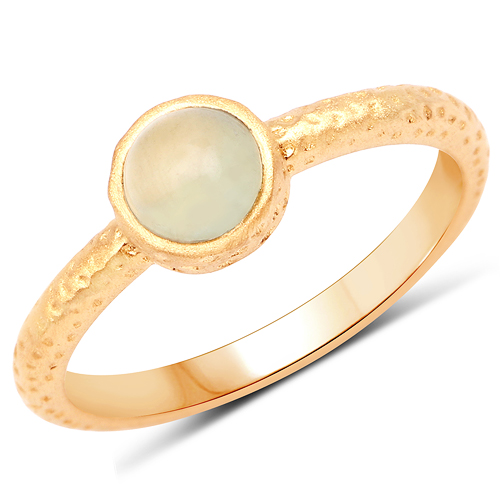 Rings-18K Yellow Gold Plated 0.57 Carat Genuine Prehnite .925 Sterling Silver Ring