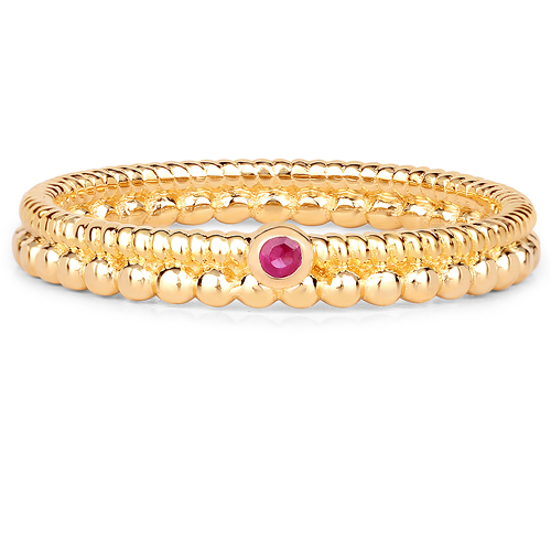 18K Yellow Gold Plated 0.02 Carat Genuine Ruby .925 Sterling Silver Ring