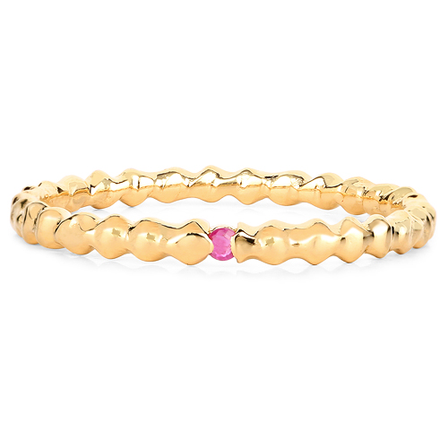 18K Yellow Gold Plated 0.02 Carat Genuine Ruby .925 Sterling Silver Ring