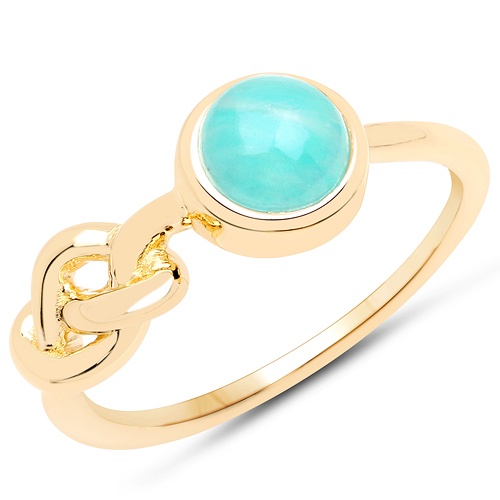 Rings-18K Yellow Gold Plated 1.10 Carat Genuine Amazonite .925 Sterling Silver Ring
