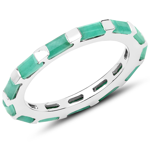 Emerald-1.56 Carat Genuine Emerald .925 Sterling Silver Ring