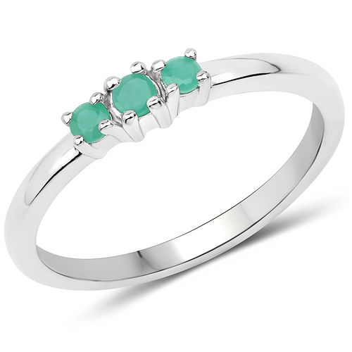 Emerald-0.12 Carat Genuine Emerald .925 Sterling Silver Ring