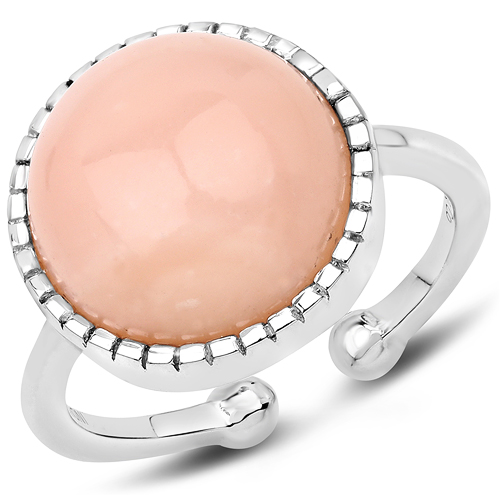 Rings-6.00 Carat Genuine Pink Opal .925 Sterling Silver Ring