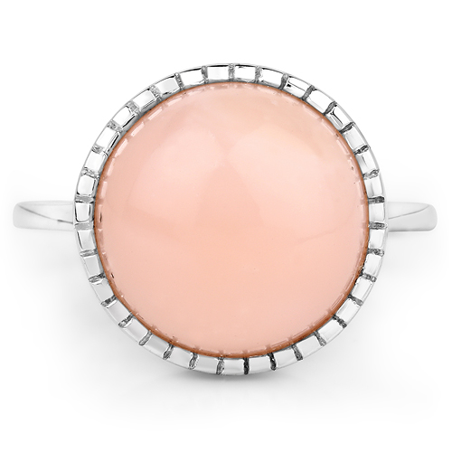 6.00 Carat Genuine Pink Opal .925 Sterling Silver Ring