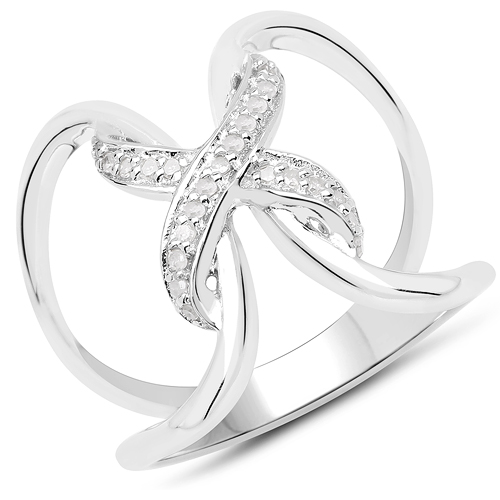 Diamond-0.14 Carat Genuine White Diamond .925 Sterling Silver Ring