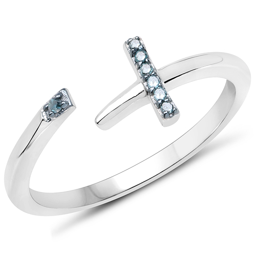 Diamond-0.04 Carat Genuine Blue Diamond .925 Sterling Silver Ring