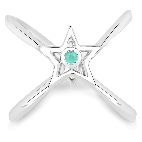 0.03 Carat Genuine Emerald .925 Sterling Silver Ring