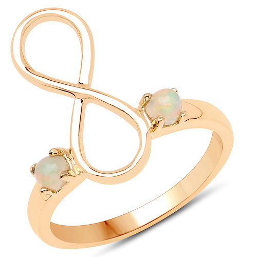 Rings-18K Yellow Gold Plated 0.16 Carat Genuine Ethiopian Opal .925 Sterling Silver Ring