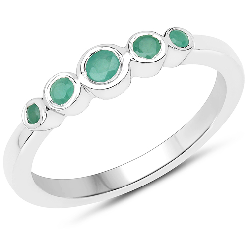 Emerald-0.28 Carat Genuine Emerald .925 Sterling Silver Ring