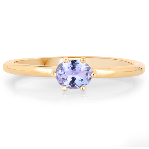 18K Yellow Gold Plated 0.33 Carat Genuine Tanzanite .925 Sterling Silver Ring