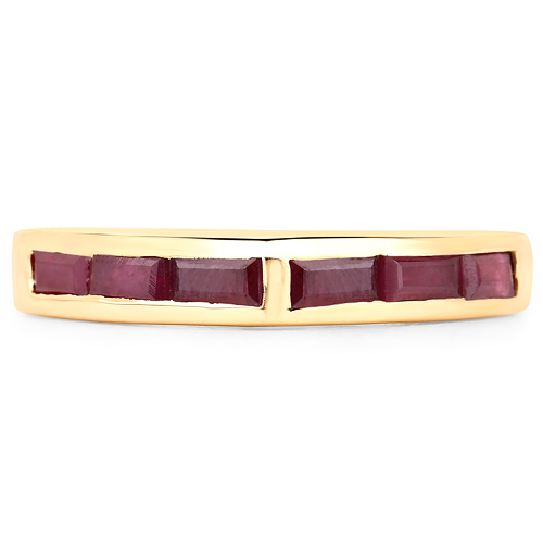 14K Yellow Gold Plated 0.96 Carat Genuine Ruby .925 Sterling Silver Ring