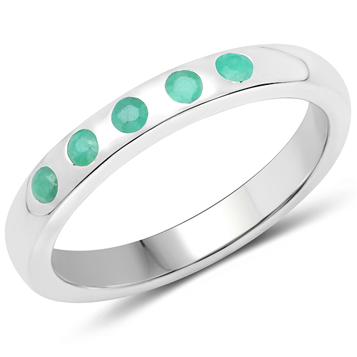 Emerald-0.15 Carat Genuine Emerald .925 Sterling Silver Ring