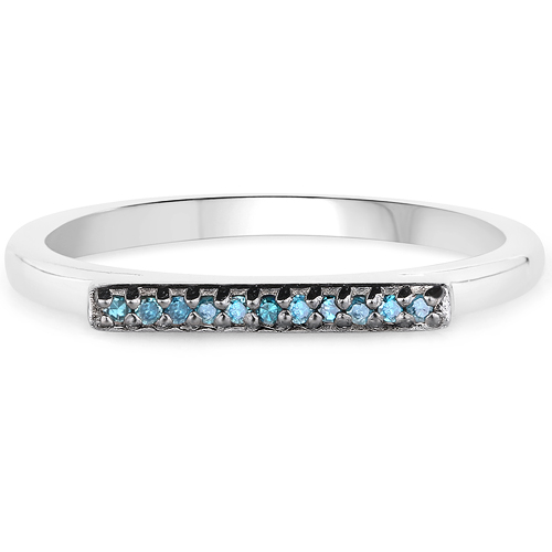 0.06 Carat Genuine Blue Diamond .925 Sterling Silver Ring