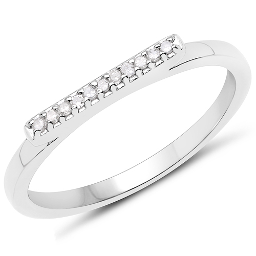 Diamond-0.06 Carat Genuine White Diamond .925 Sterling Silver Ring