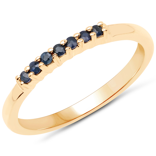 Sapphire-18K Yellow Gold Plated 0.14 Carat Genuine Blue Sapphire .925 Sterling Silver Ring