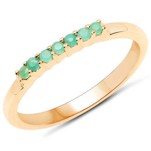 Emerald-18K Yellow Gold Plated 0.12 Carat Genuine Emerald .925 Sterling Silver Ring