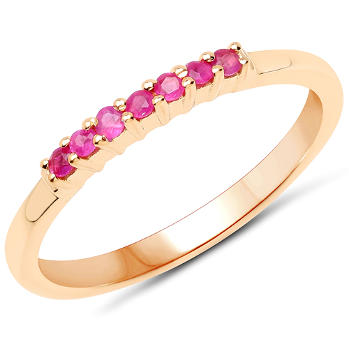 Ruby-18K Yellow Gold Plated 0.13 Carat Genuine Ruby .925 Sterling Silver Ring