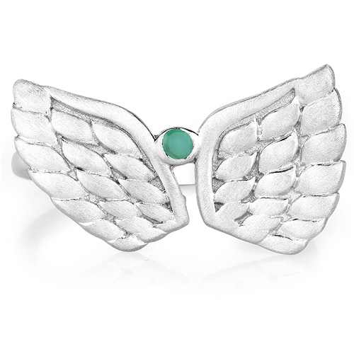 0.03 Carat Genuine Emerald .925 Sterling Silver Ring