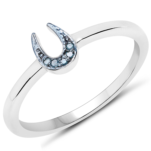 0.02 Carat Genuine Blue Diamond .925 Sterling Silver Ring