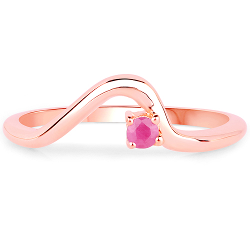 18K Rose Gold Plated 0.08 Carat Genuine Ruby .925 Sterling Silver Ring