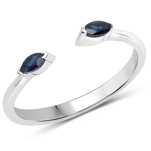 Sapphire-0.17 Carat Genuine Blue Sapphire .925 Sterling Silver Ring