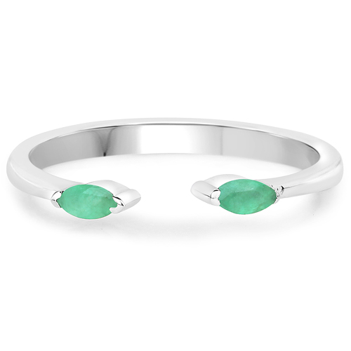 0.14 Carat Genuine Emerald .925 Sterling Silver Ring